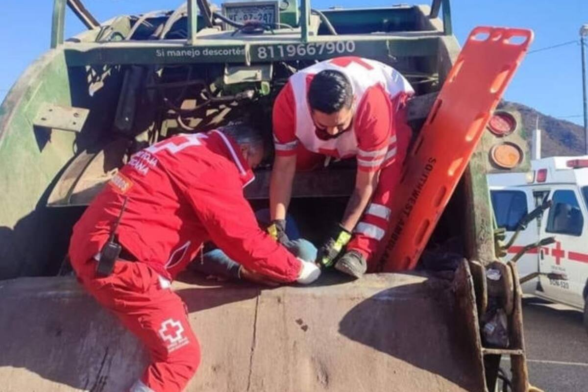 Indigente queda prensado en recolector de basura en Guaymas