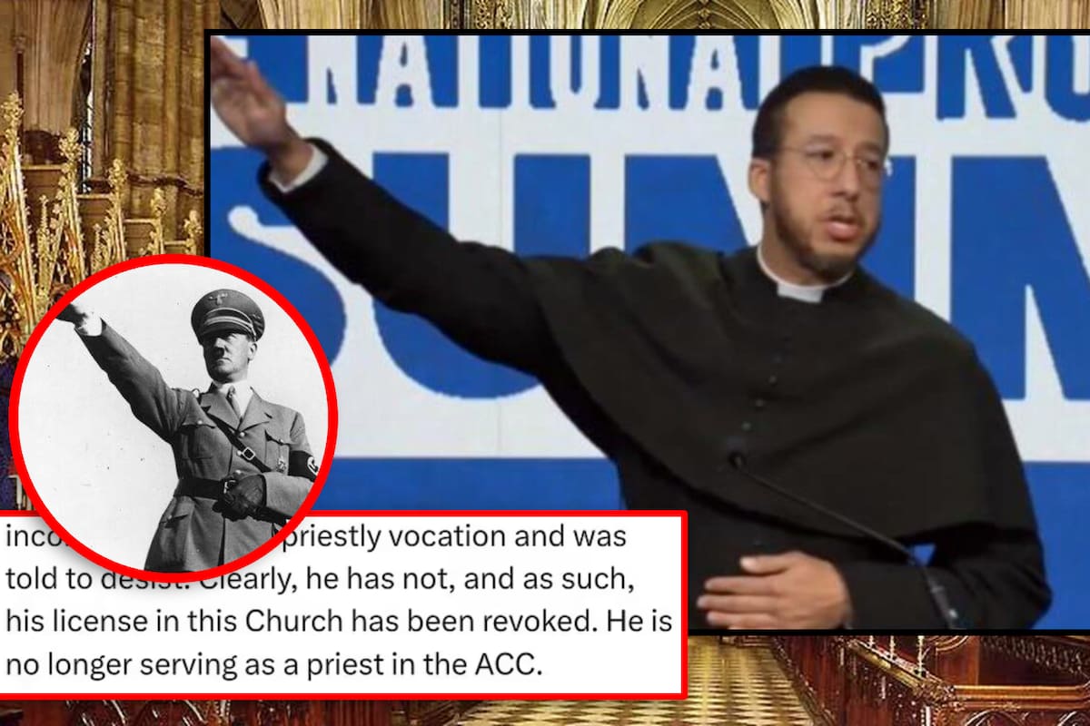 “Dios los bendiga”: Sacerdote hace saludo nazi en evento anti aborto y la multitud le aplaude; su iglesia lo denuncia