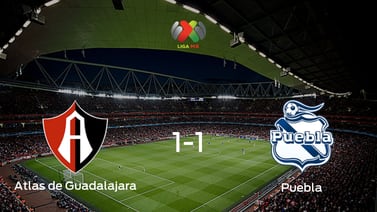 Atlas de Guadalajara y Puebla empatan 1-1 y se reparten los puntos