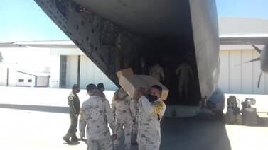 Llegan 5 toneladas de insumos médicos a Base Aérea Militar en Hermosillo