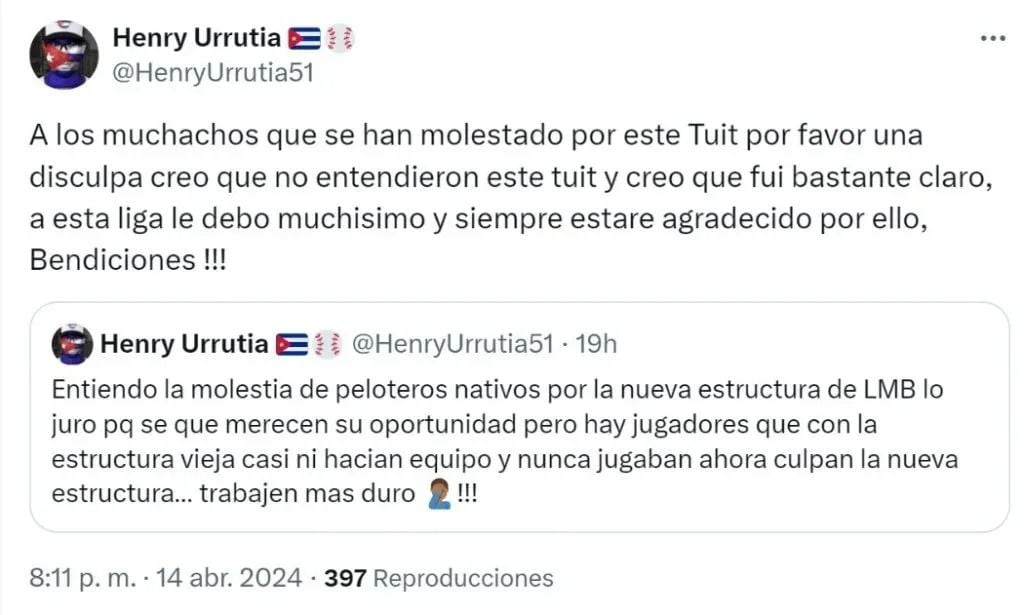 Aclara Henry Urrutia polémica por más extranjeros en la Liga Mexicana de Beisbol.