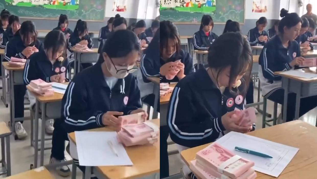 VIRAL: en algunos exámenes de China, ¡los estudiantes deben contar dinero!