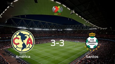  América y Santos Laguna empatan 3-3 y se reparten los puntos