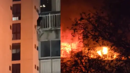 Se produce fuerte incendio en edificio en Caracas, Venezuela.