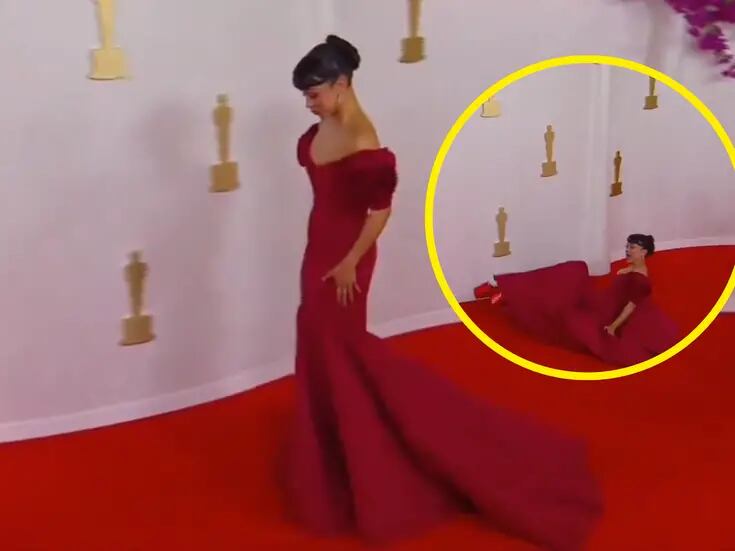 Liza Koshy se resbala en la alfombra roja de los Premios Oscar 2024